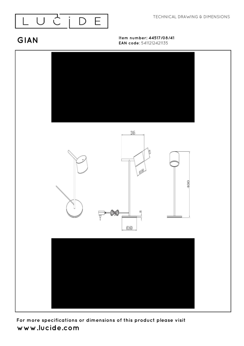 Lucide GIAN - Stolová lampa - LED Dim. - 1x8W 2700K - Taupe